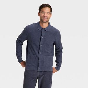 Open Box - Goodfellow & Co - Men's Collared Cardigan Sweater - Goodf Navy Blue